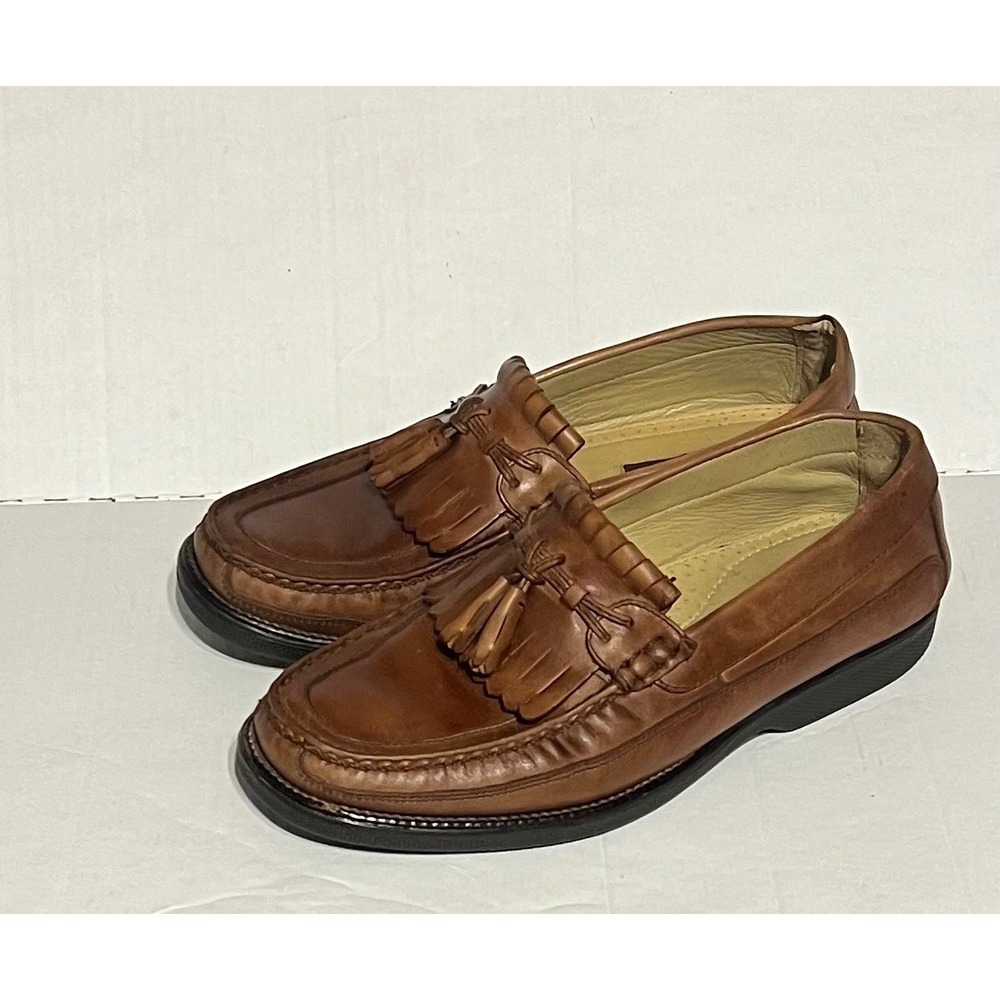 Florsheim Men's 10 Brown Leather Tassel Kiltie Slip On Dress Loafers Shoes